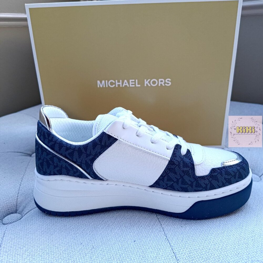 Michael Kors Lexi Mixed-Media Sneaker color admiral 49T5LXFS1L - Picture 3 of 13